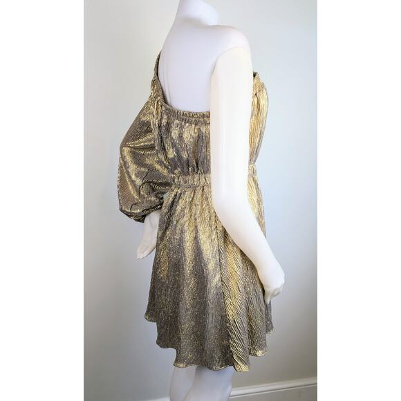 NEW Vici Summer of Diane Gold One Shoulder Waist Cutout Minidress Size Medium - Picture 8 of 11